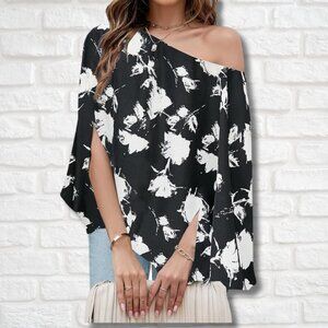 Off-the-Shoulder Batwing Blouse